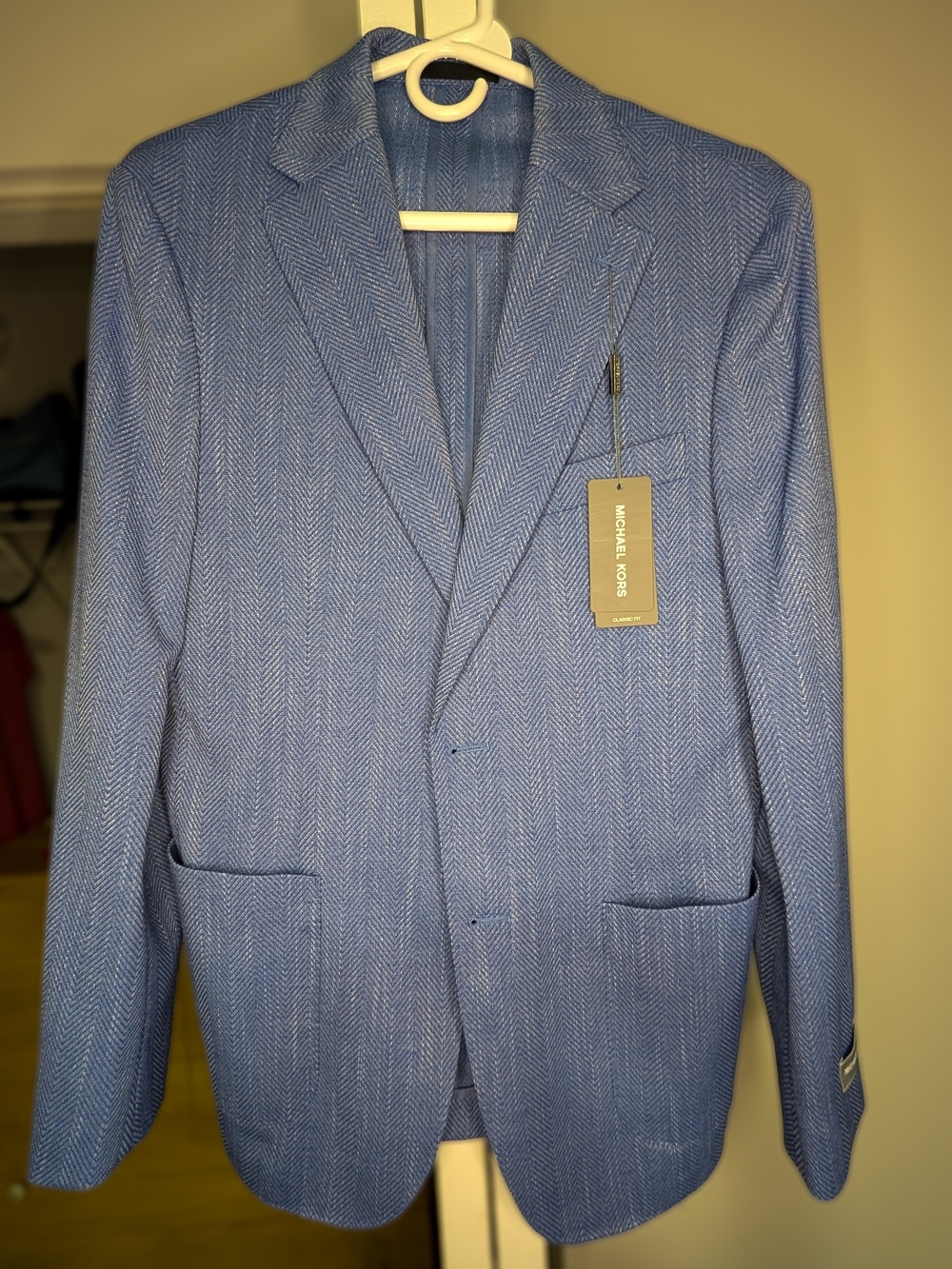 Michael Kors Men's Light Blue Herringbone Sport Coat